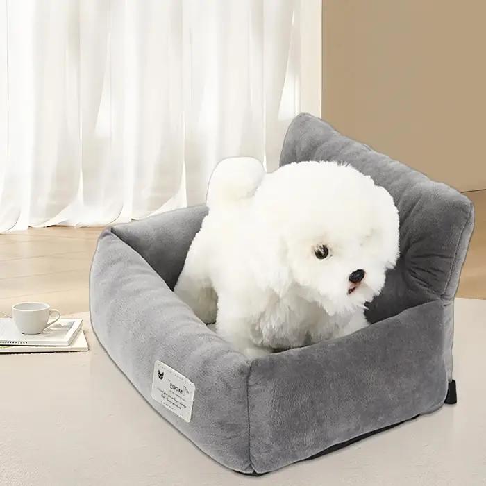 Siège de voiture pour chien gris confortable et sécuritaire accessoire de voyage pour petits chiens toutes saisons usage voiture maison