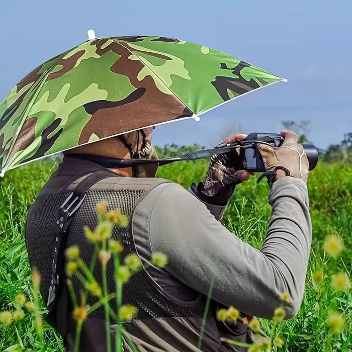 Chapeau parapluie mains libres pour activités de plein air - Protection UV