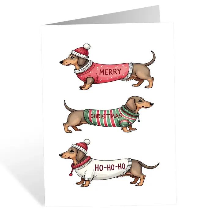 Carte de vœux de teckel de Noël