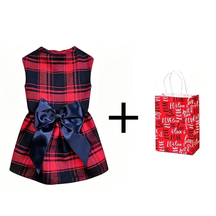 Vêtements pour chiens de compagnie : Costume chemise à carreaux avec cravate, Robe, Manteau de print