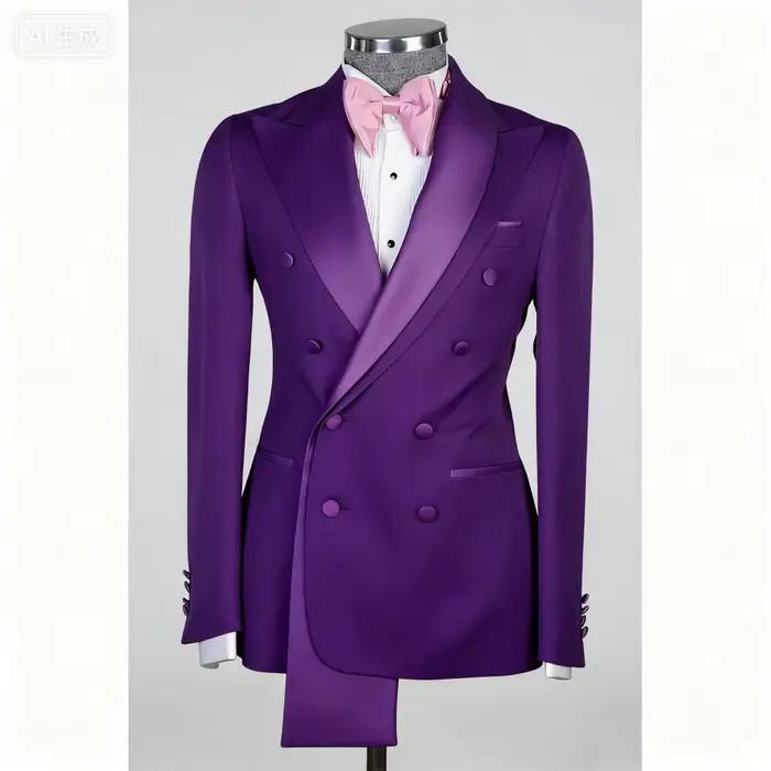 Costume de Marié Rose 2 Pièces Style Tendance pour Homme avec Double Boutonnage pour Mariage, Banquet, Soirée Formelle – Tenues et Vêtements pour Hommes