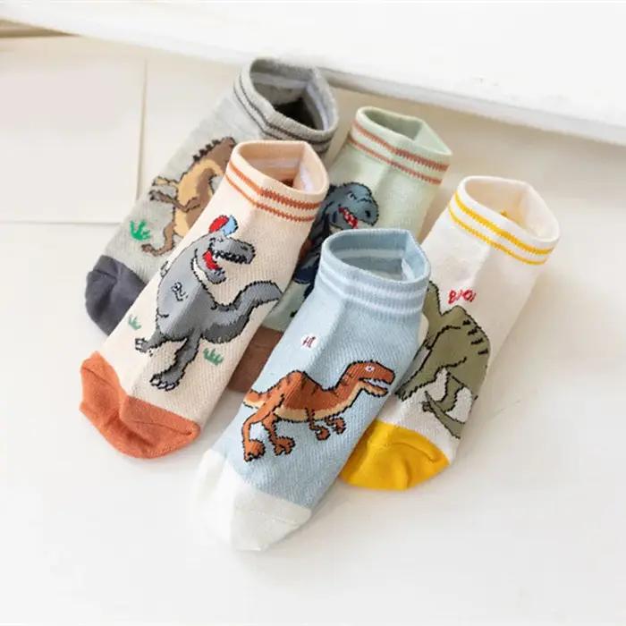 Chaussettes à motif de dinosaure pour garçon, confortables, respirantes, décontractées, douces, pour