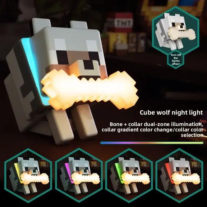 Veilleuse LED Loup Chien 3D en Argent Blanc Bleu Clair Ornement Décoratif pour Films Séries Occasions Spéciales