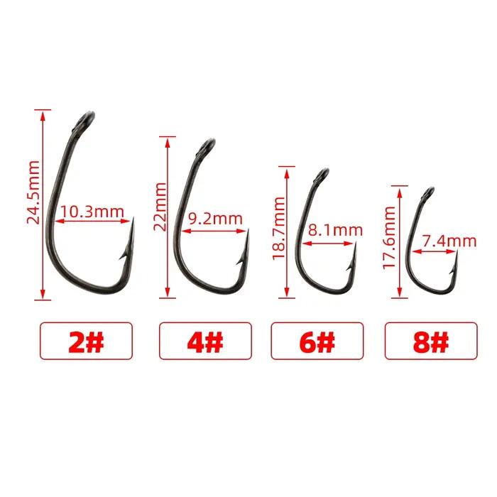 Hameçon barbelé en acier à haute teneur en carbone, revêtement en PTFE, avec œil, accessoires de pêc