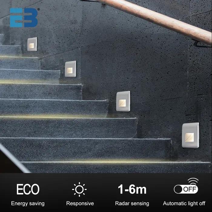 Led escalier lumière 4 couleurs PIR capteur applique murale AC110V 220V encastré pied couloir étape