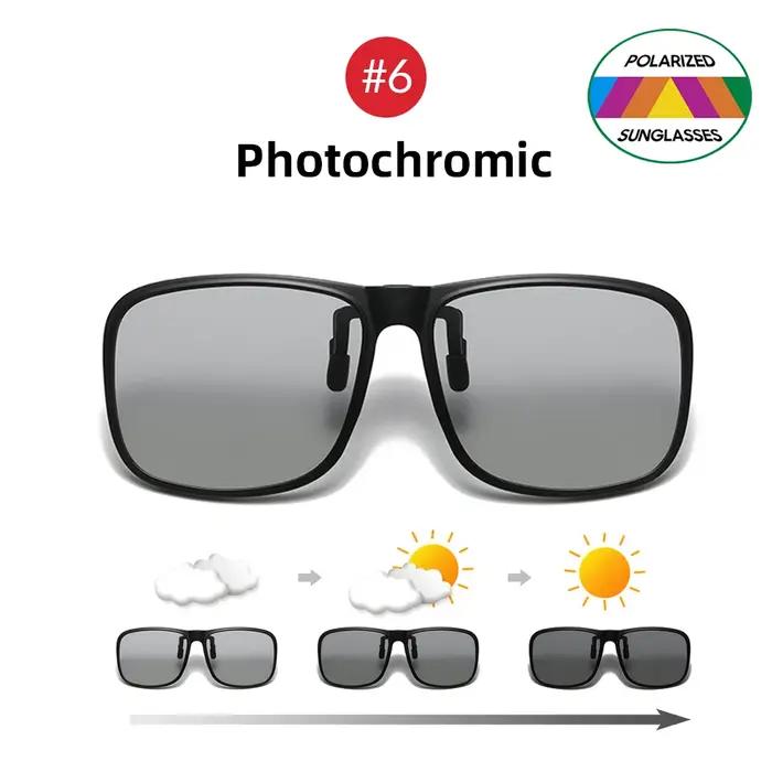 VIVIBEE lunettes de soleil polarisées rabattables à Clip pour la conduite sombre UV400 lentille photochromique Anti-éblo