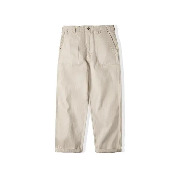 Maden Vintage 11, 2 oz blanc coton coq jean décontracté coupe ample pantalon droit pour hommes printemps et automne