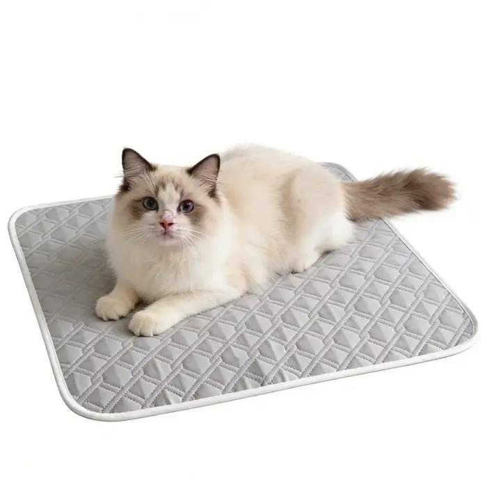 Tapis rafraîchissant pour animaux de compagnie housses de lit et de tapis fibres bleu gris pour chiens chats repos confortable été occasions spéciales