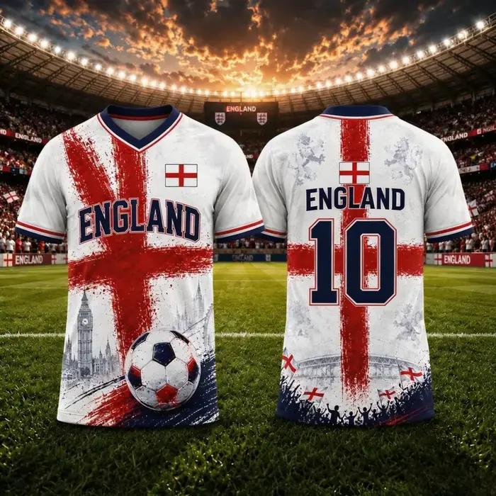Maillot de football Angleterre 2026 – Tenue de supporter de l'équipe nationale – Cadeaux – T-shirt s