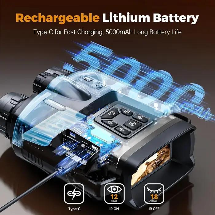 Jumelles vision nocturne 4K infrarouge rechargeable zoom 8x 600m pour chasse et surveillance