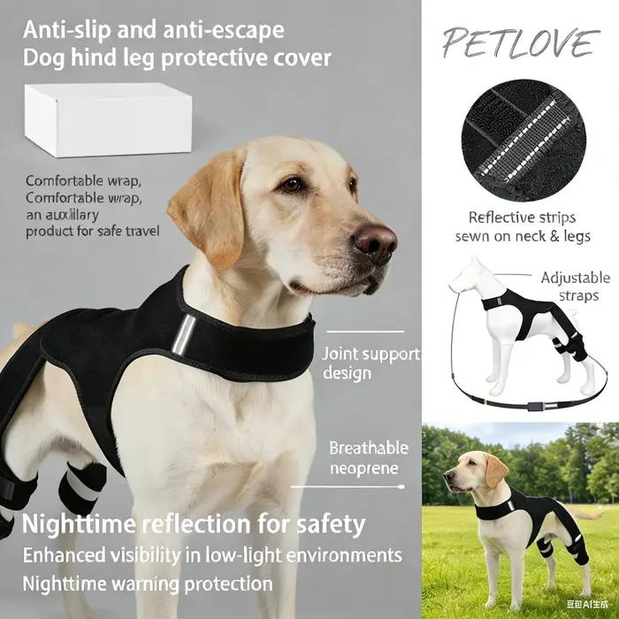 Protection réglable pour les articulations des chiens, pour les pattes arrière