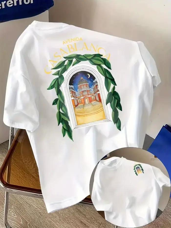 T-shirt Avenida Art en coton style américain rétro décontracté streetwear hipster mode surdimensionné Y2K pour homme femme occasions spéciales nostalgie années 2000