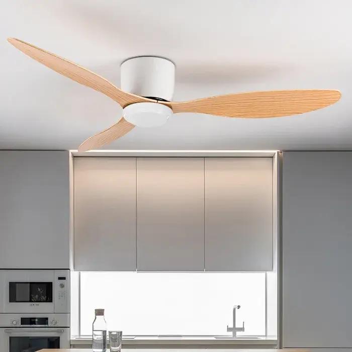 Ventilateur de plafond simple sans lumière avec télécommande, sol bas moderne, moteur CC, noir et bl