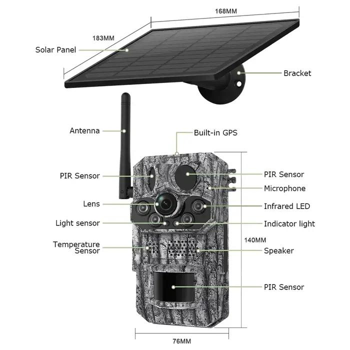 Caméra de chasse GPS 4G avec panneau solaire
