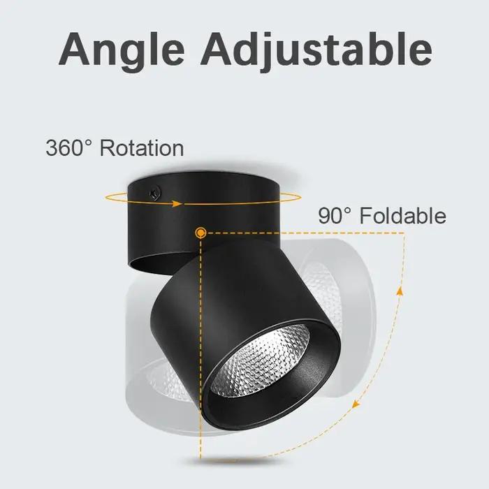 Downlight LED Dimmable Couleurs Pliable 360 ° Plafonnier Spot réglable 7W 10W 15W, projecteurs Led