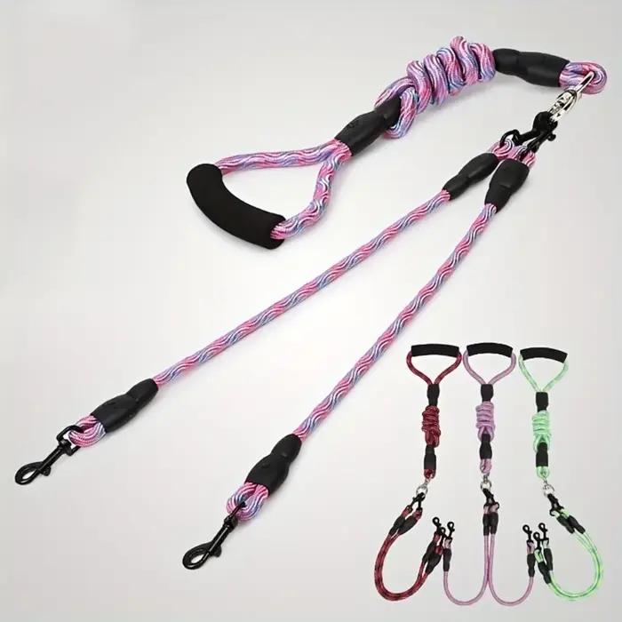 Corde de marche pour chien à double tête pour animal de compagnie avec motif ondulé