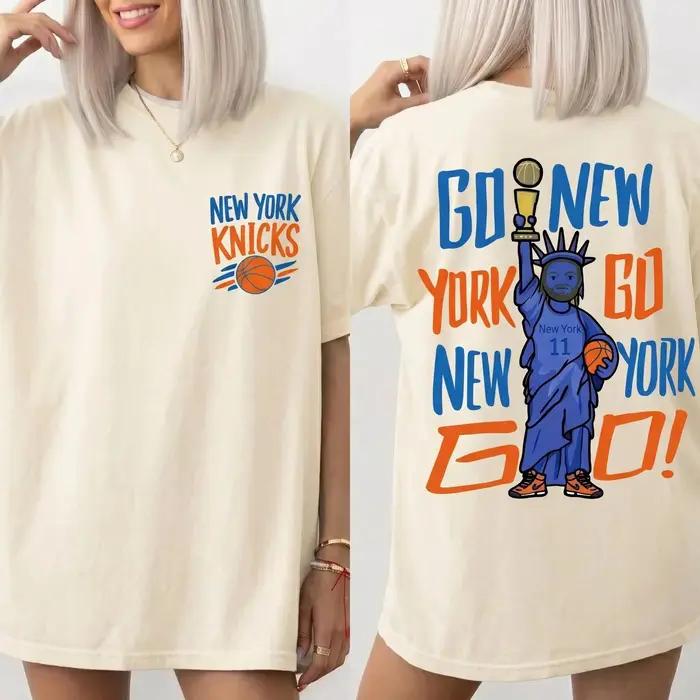 T-shirt unisexe à manches courtes et col rond en coton avec imprimé graphique Funny New York Basketb
