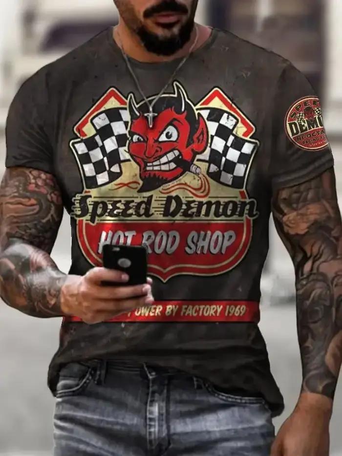 Nouveau t-shirt imprimé en 3D rétro Le Mans pour hommes, grande taille, manches courtes décontractées d'été