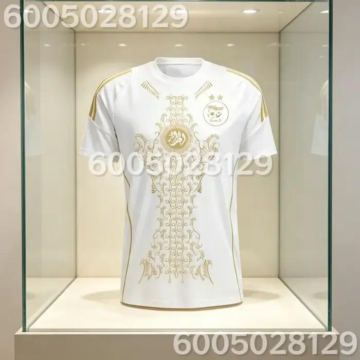 Maillot de l'équipe d'Algérie pour la saison 24-25 t-shirt unisexe streetwear polyester pour hommes et femmes, adapté à toutes les saisons et occasions familiales