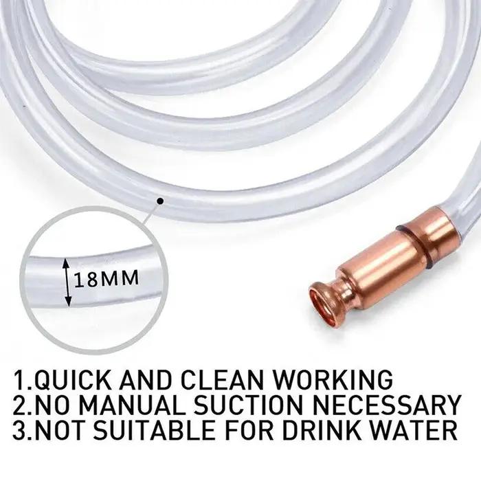 Siphon à gaz auto-amorçant avec clapet anti-retour pour essence et autres fluides multi-usages robuste et sûr pour la maison et l'industrie