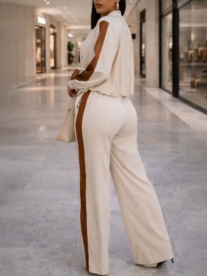 Ensemble de vêtements de sport décontractés 2 pièces - Veste zippée pour femme et pantalon à cordon