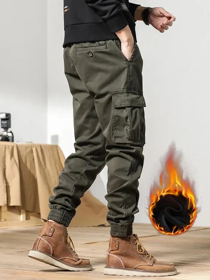 Pantalon cargo hiver 2024 doublure polaire - Multi-poches chasse thermique jogger homme chaud
