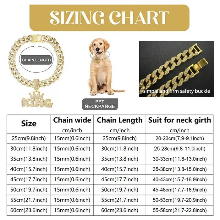 Collier cubain en alliage d'aluminium pour chiens et chats de petite à grande taille bijou pendentif Roi Reine paré de diamants occasions spéciales