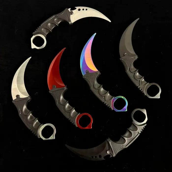 10 styles de Karambit en métal avec gaine en plastique, accessoires de jeu, couteaux à griffes color