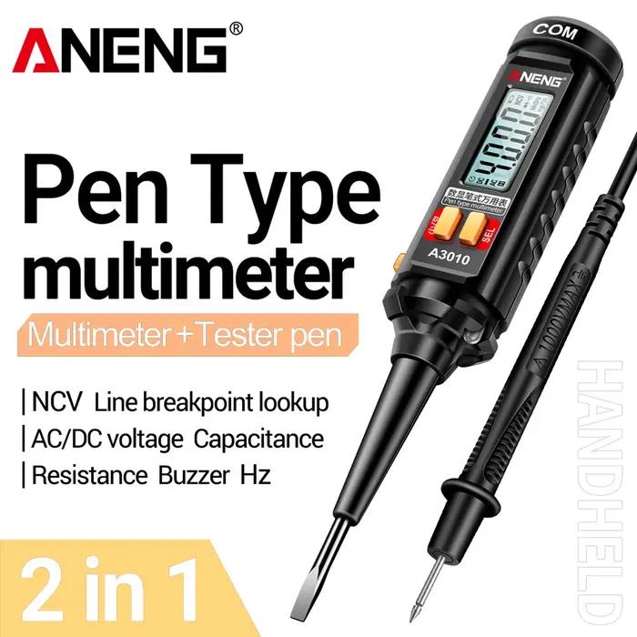 ANENG-Multimètre numérique A3010, 4000 points, type stylo, rétro-éclairage True-RMS, testeur de plag