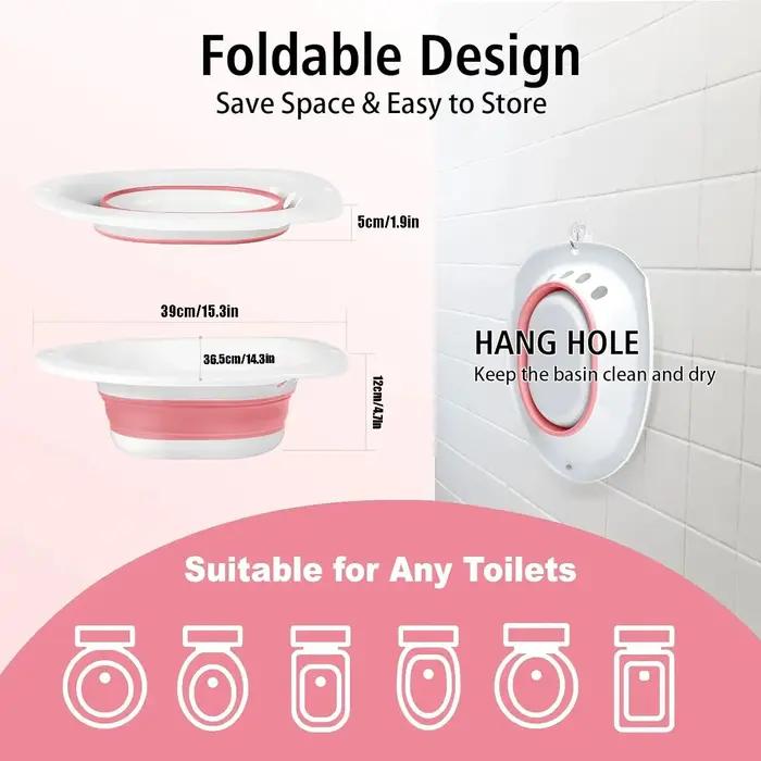 Bain de siège pour hémorroïdes, bain de siège pour siège de toilette, soins post-partum, kit de bain pour femmes, pliable, tuyau de rinçage