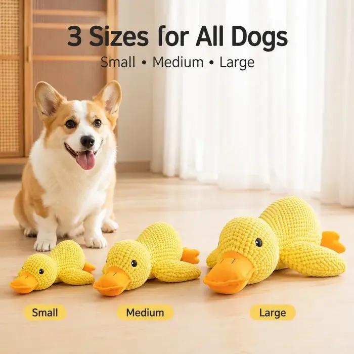Jouet interactif pour chien en forme de canard couineur, jouet à mâcher en peluche chenille avec rembourrage en coton PP, compagnon câlin pour chiens de petite, moyenne et grande taille.