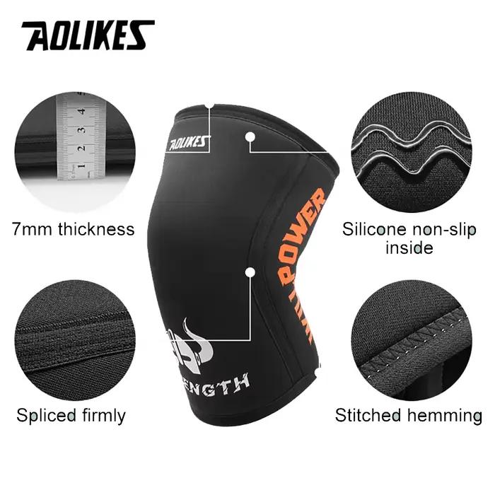 AOLIKES 1 paire Squat 7mm genouillères soutien gymnastique sport Compression néoprène genou protecte