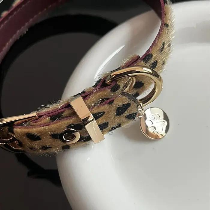 Collier pour petit chien à motif léopard