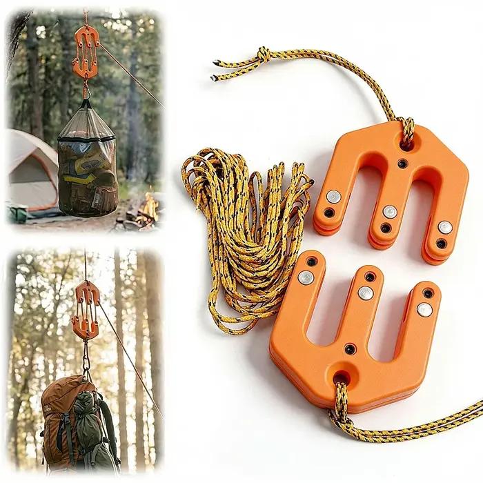 Système de poulies de levage portable résistant aux intempéries pour la chasse tirage dressage sur le terrain camping et randonnée