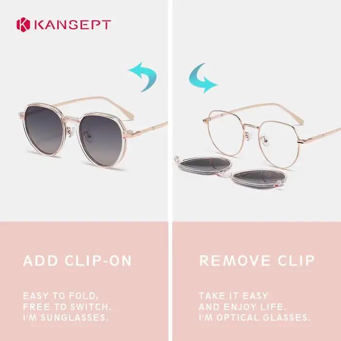 KANSEPT métal oeil de chat lunettes de soleil femmes 2022 pince magnétique couverture Vintage optiqu