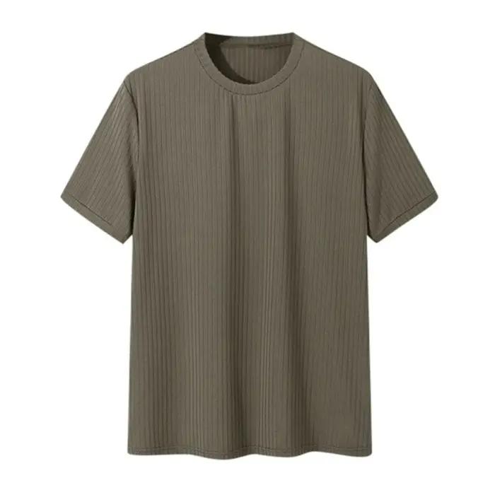 Vêtements d'été pour hommes, t-shirt de luxe léger, loisirs, manches longues, col rond, drapé, coule