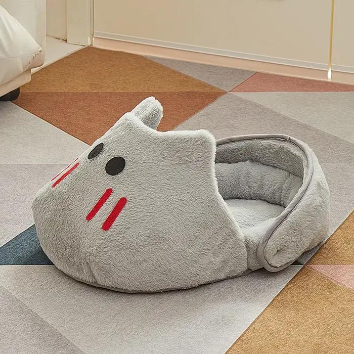 Chenil semi-fermé pour chat, pantoufles chaudes d'hiver, chenil pour animaux de compagnie, universel
