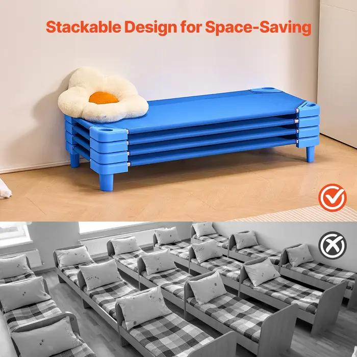 VEVOR Lit de sieste empilable pour enfant, 4 pcs, lit de couchage portable pour tout-petits, 130 x 5
