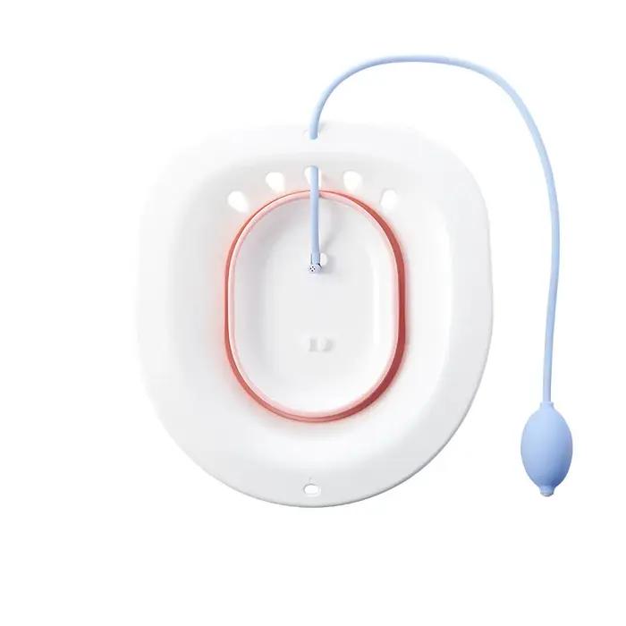 Bain de siège pour hémorroïdes, bain de siège pour siège de toilette, soins post-partum, kit de bain pour femmes, pliable, tuyau de rinçage