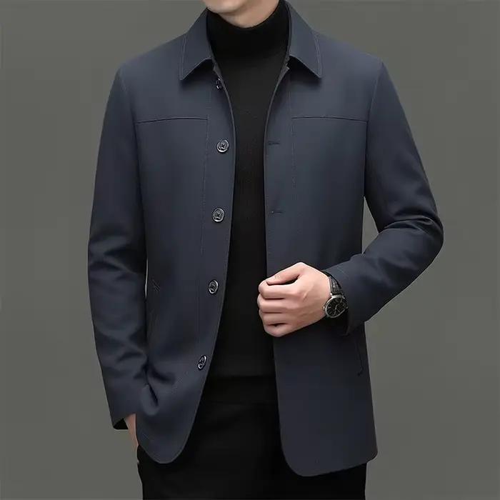 Veste décontractée ample pour homme d'âge moyen, idéale pour le printemps et l'automne, convient aux