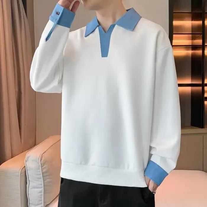 Sweat-shirt à manches longues pour hommes, style décontracté, col rond, polyester, fermeture éclair, pour printemps et automne, occassions décontractées, cadeau d'anniversaire ou de Noël