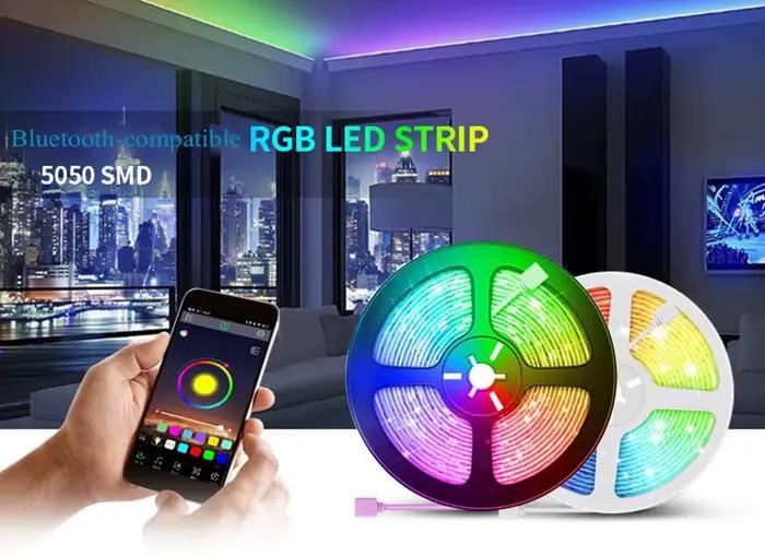 Bande LED WIFI RGB RGBW 12V 24V, contrôleur Android IOS, application Bluetooth, contrôle IR magique