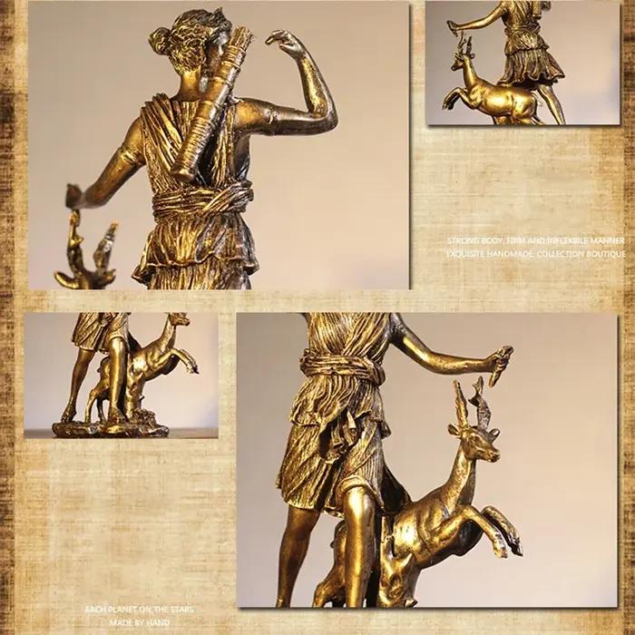 YuryFvna-Sculpture de déesse de la chasse en résine vintage