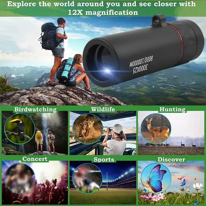 Monoculaire professionnel 3000x25 HD télécommandé, mini portable pour camping et chasse en extérieur