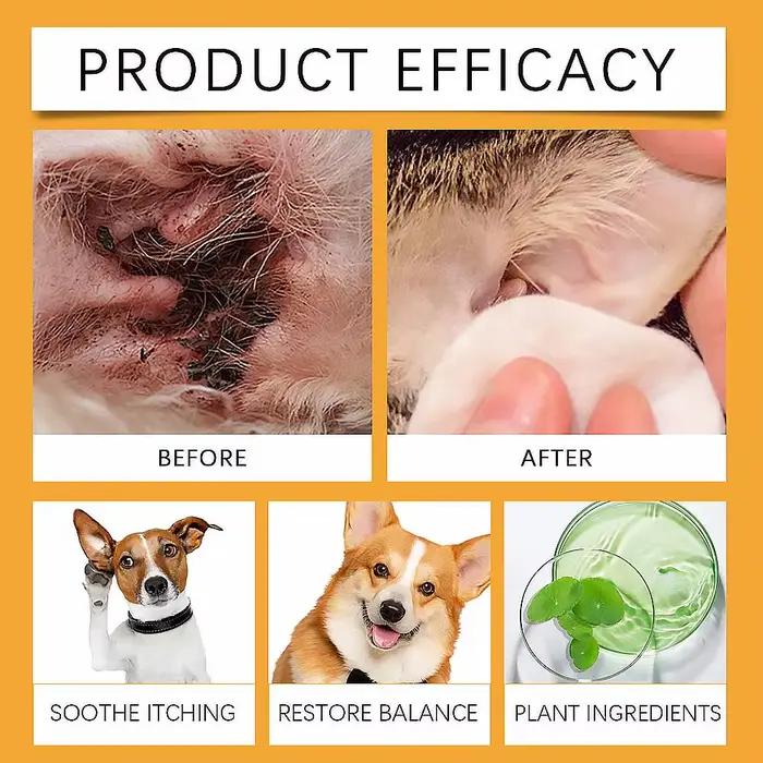 Gouttes pour les oreilles de chien 60 ml : Soulagent les démangeaisons