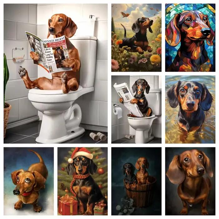Teckel 5D diamant peinture mignon chien de compagnie Art mosaïque Portrait bricolage