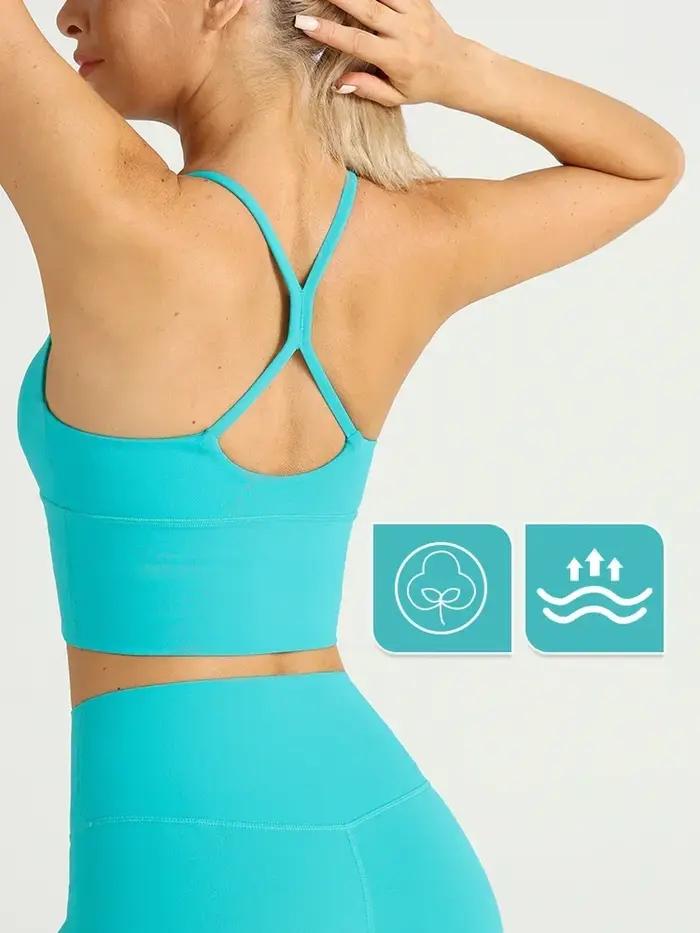 Couleur unie femmes gymnastique Yoga sensation nue Sexy dos croisé Y forme soutien-gorge de sport Fi