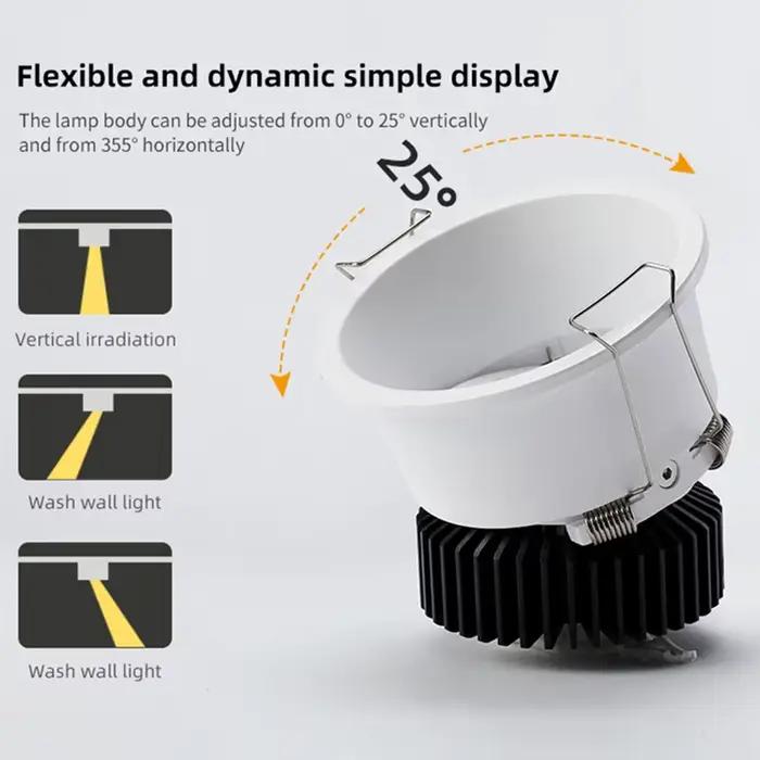 Downlight encastré Anti-éblouissement à intensité variable 7w 9w 12w 15w, projecteur Led rond de pla