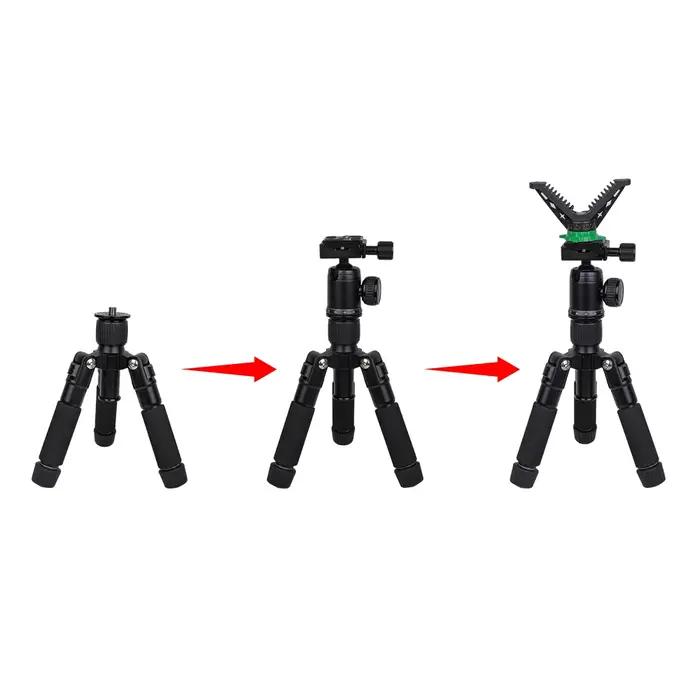Trépied de tir de chasse professionnel, tête de joug en V réglable, Mini caméra en aluminium, support de trépied Portable pour la prise de vue en plein air