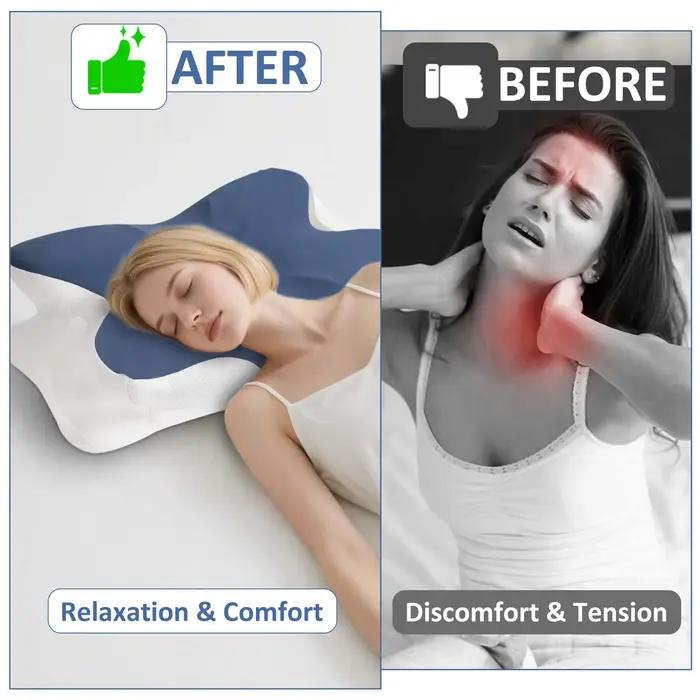 Oreiller cervical mémoire de forme ergonomique pour dormeurs dos et côté alignement spinal correct